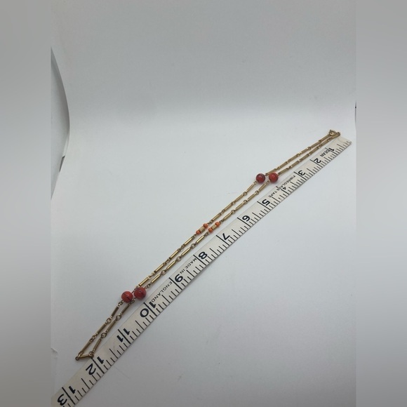 Vtg Orange Swirl Murano Glass Bead Gold Tone Chain Necklace 24” - Picture 6 of 6